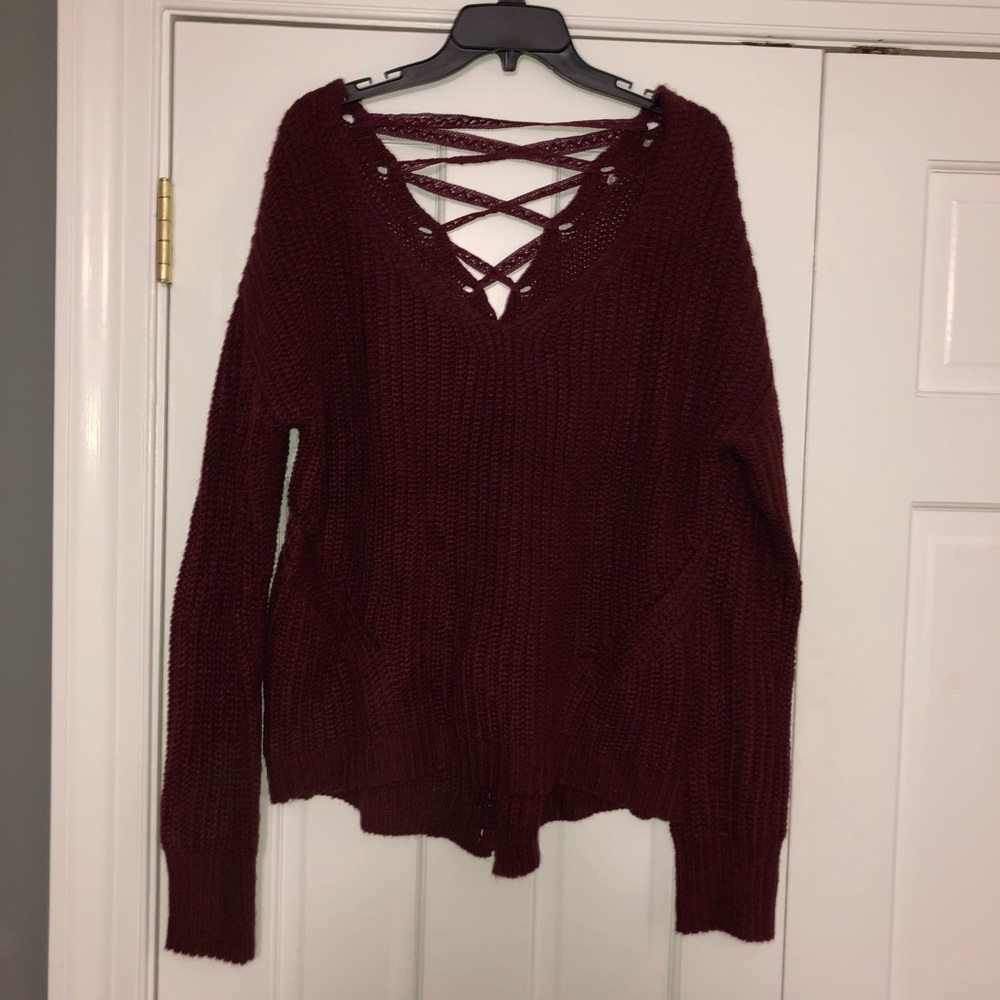 Lace corset back sweater